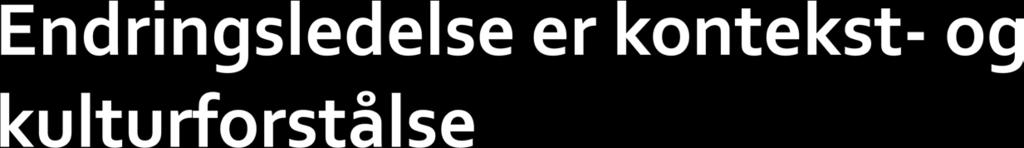 Et viktig startpunkt «Context is king»- OPPTiNINGSFORSTÅELSE «Culture is not part of the game, it is the game.» Moulton & Reger 2006:8 Alt handler om kultur.