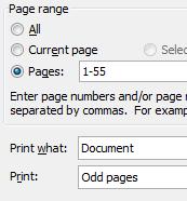 MS Word: Колика је величина фонта од 36 pt у милиметрима? 40. MS Word: Ако је извршена припрема за штампу као на слици (део прозора Print), које ће све стране бити одштампане? 41.