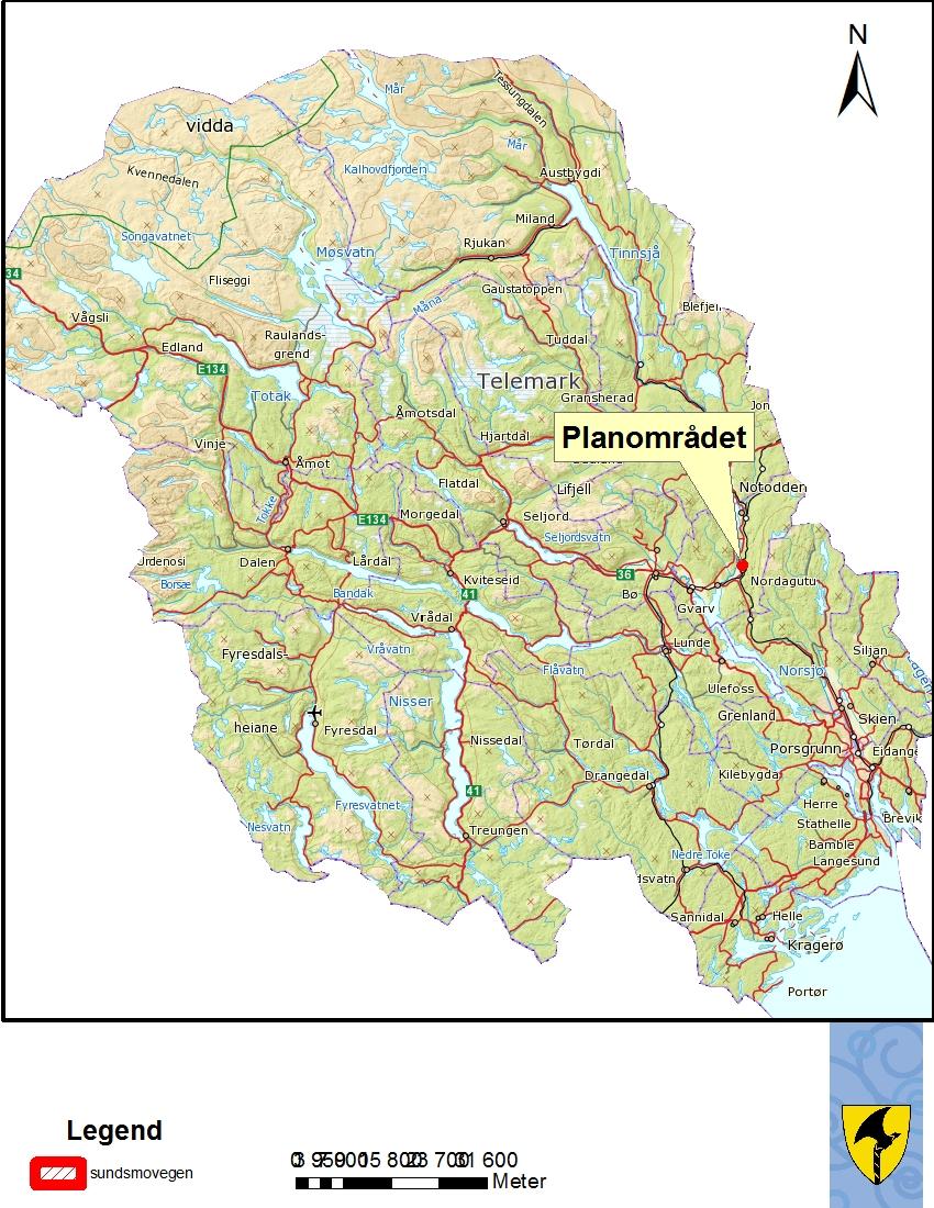 Området Planområdet ligger i Nordagutu i Sauherad kommune, i enden av Sundsmovegen, nordøst for Kjapp