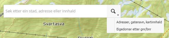 Søkefunksjonar Systemet vil søke i alle temalag og SSR (Kartverkt sitt