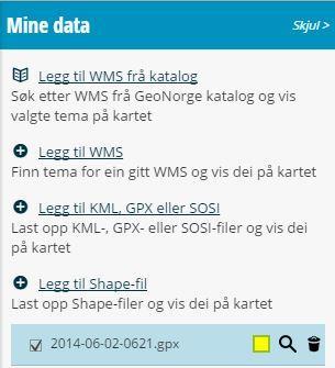 GPX-filen syner på kartet.