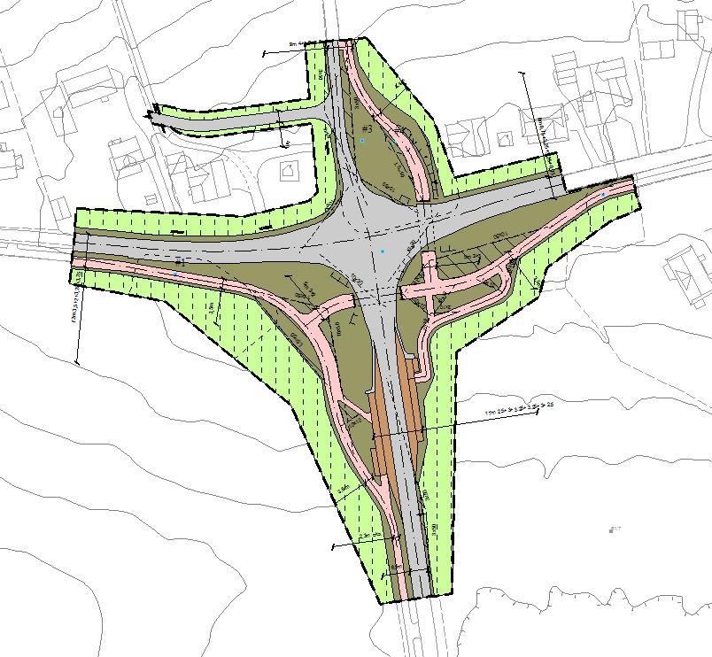 1.3 Tilgrensende planer Krysset Goaveien/Kyrkjeveien ble regulert av Statens vegvesen i 2014, i Detaljregulering av trafikksikring ved krysset Goaveien/Kyrkjeveien, planid 2012001.