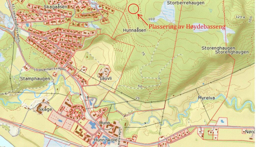 ved et eventuelt ledningsbrudd mellom Belgvollkrysset og Skage. Kostnadene på dette alternativet er også en del høyere enn for valgte løsning.