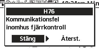 Problemlösning Nedan finns en lista över felkoder som kan visas på displayen om det finns något problem med systeminställningen eller driften.