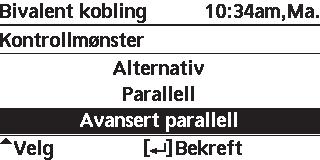 Meny Standardinnstilling Innstillinger / Alternativer for display 5.6 Underlagsvarmer For å velge om det er koblet til en ekstra base for platevarmer.