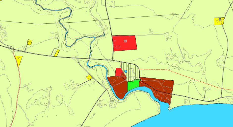 Utsnitt av delplan Stadsbygdl. 2.4 Avgrensning av planområdet Foreløpig planområde er vist med rød stiplet linje på kartet nedenfor.