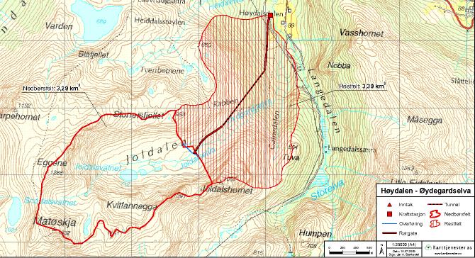 Øggardselva kraftverk FIGUR 6: OVERSIKT OVER TILTAKSOMRÅDET OG RESTFELT.