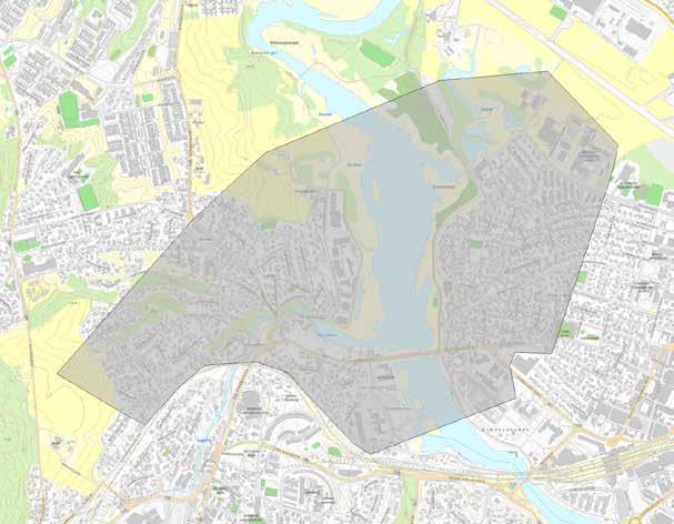 Figur 1: Avgrensning av markedsområdet I utgangspunktet er tankegangen at markedsområdet skal avgrenses slik at boligområder som vil få kortere eller lik avstand til tiltaket som til andre