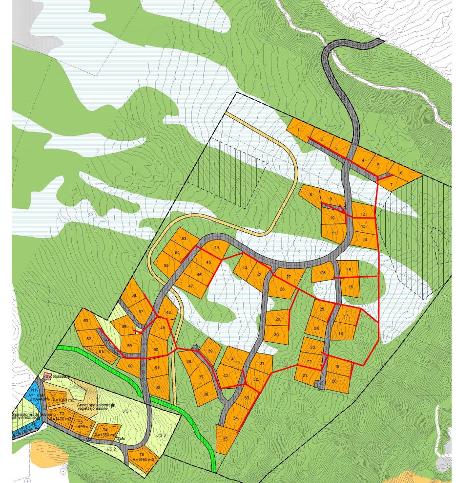 Figur 4: Markslagskart PLANPROSESS OG MEDVIRKNING Oppstart av planarbeidet ble annonsert i avisa Valdres i uke 46. Den 06.11.2008 ble varselbrev sendt alle naboer og private og offentlige instanser.