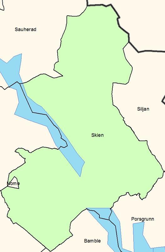 25.5 Skien Figur 127: Forslag til anleggssamarbeid i Skien kommune. Det foreslås samarbeid rundt hele seks anlegg i Skien. Av disse er det foreslått to nye anlegg. Det første anlegget er en turnhall.