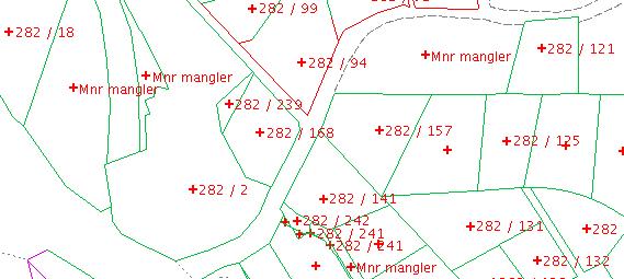 Vær oppmerksom på at ikke alle Mnr mangler i matrikkelen er