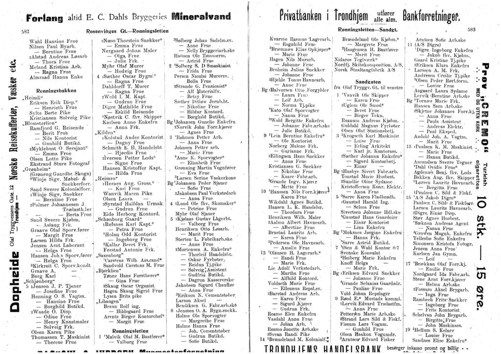 JscS «ES «33 fe 5=5 li I f </) G 0} A >.c Gl 35 5 JC. ltid E. C. Dhls Brygget ies 582 Rsenvinges Gt. Rønningsletten Whl Hnsine Frue, Nilsen Pul Byrb. Berntine Fr.