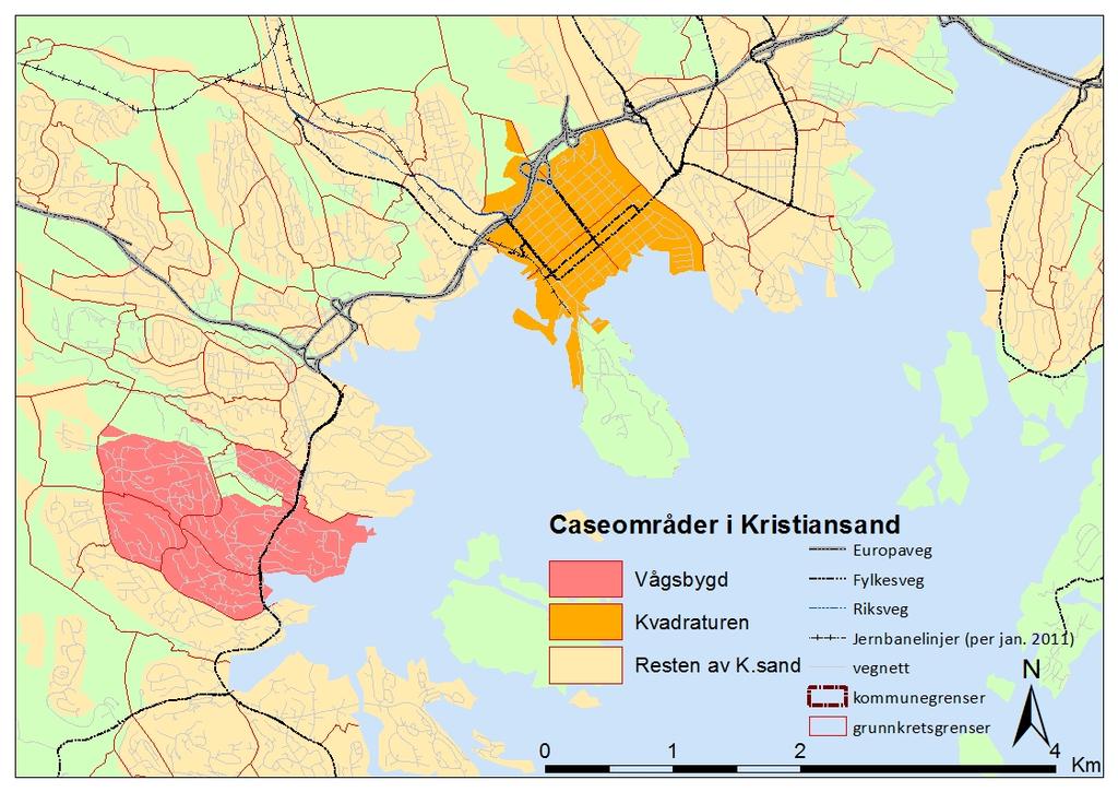 3.4 Vågsbygd Caseområdet Vågsbygd ligger langs bussmetroen i Kristiansand og er definert som kollektivknutepunkt i kommuneplanen.