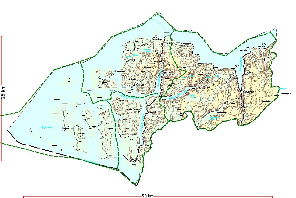 2.2 Avgrensing av planområdet: Kommunedelplanen gjeld heile Gulen kommune og omfattar kommune-, fylkes- og riksvegane. Sjå kart 2 med oversikt av alle skulekretsar.