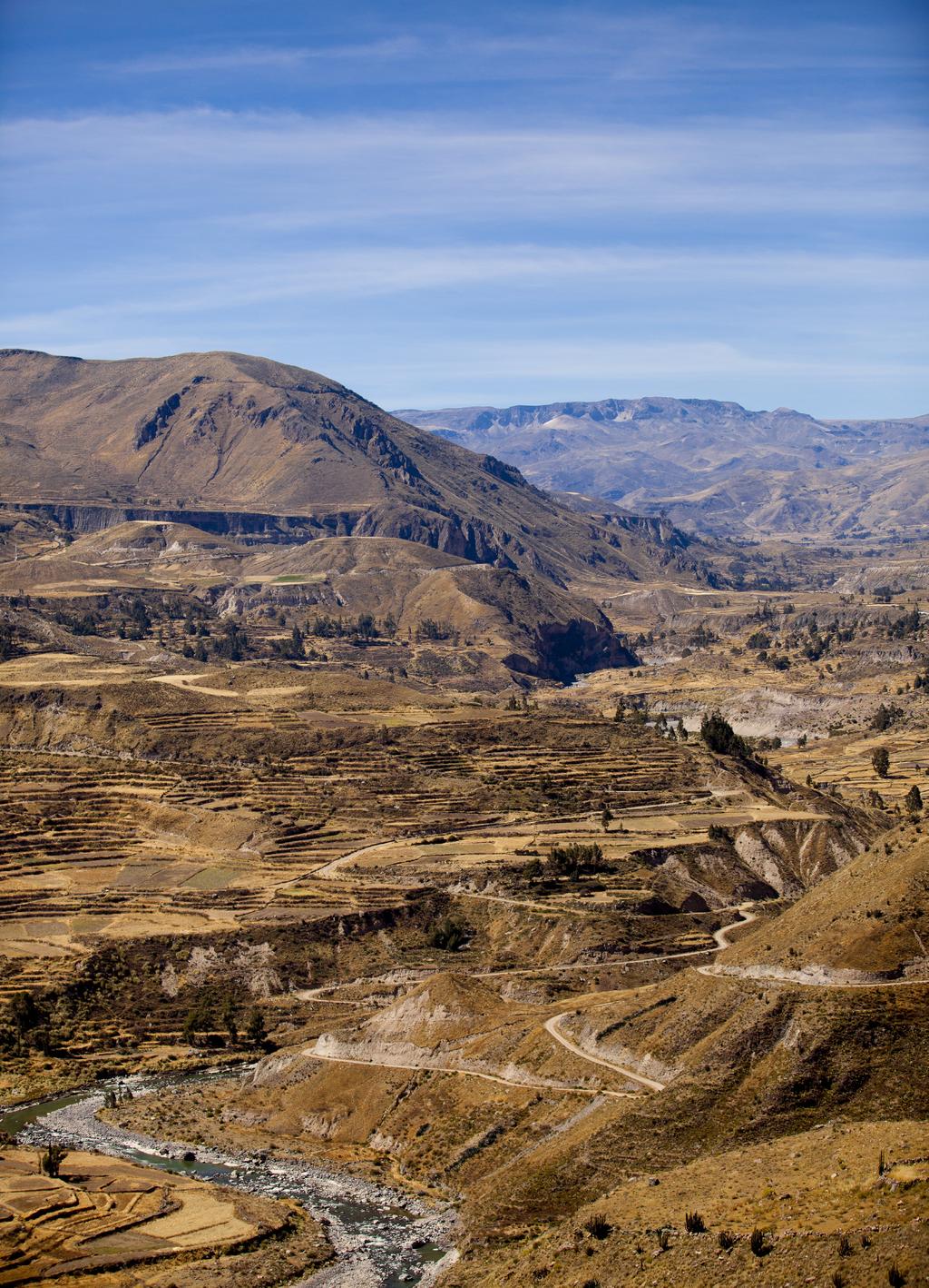 Dag 4. Arequipa til Colca Canyo Vi blir hentet tidlig om morgenen med buss for å fortsette vår reise til Colca Canyon. Turen går gjennom et åpent og dramatisk høyplatå kalt altiplano.