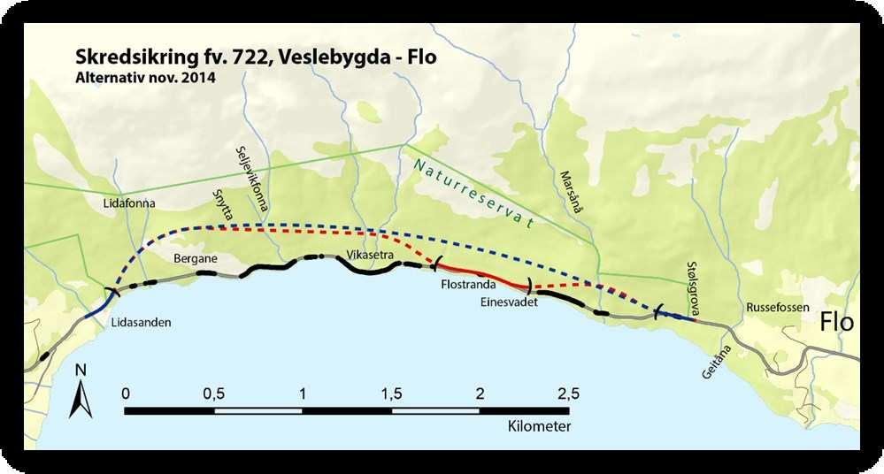 Side 3 av 5 I planarbeidet (Flovegen) er det lagt til grunn at strekninga har ein trafikk på 250 køyretøy/ døger (ÅDT) ut frå dagens trafikk justert for trafikkvekst i eit 30-årsperspektiv.