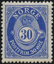 Postfrisk normalkvalitet. 30 øre posthorn Best.nr.: 7677 30 øre matt blå posthorn 1920/29.