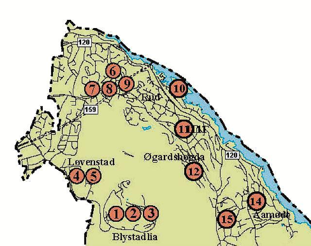 Oversikt over private og kommunale barnehager 1 Rælingen (2015), Rud-området øverst på utsnittet. Kilde: Rælingen kommune sine hjemmesider. 5.11.5. Offentlige møteplasser Planområdet har ingen offentlige møteplasser og til dels ikke tilgjengelig for allmennheten.