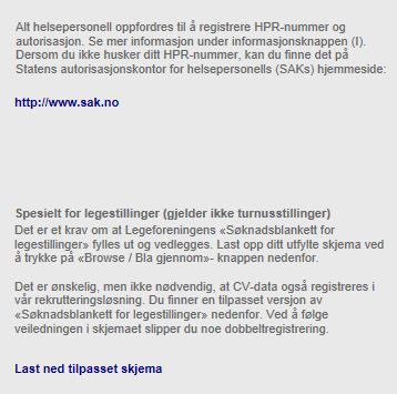 små justeringer i informasjonsteksten om HPR-registrering.