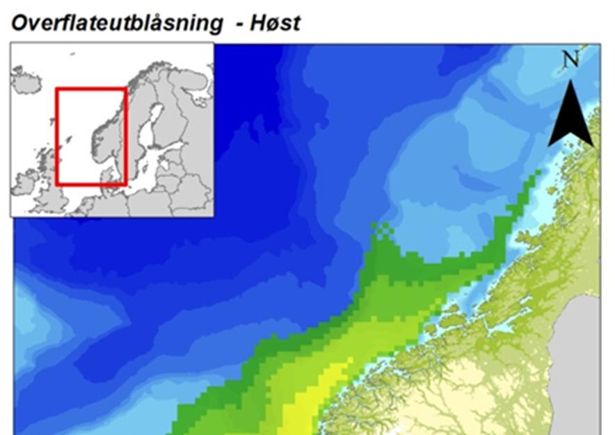 Influensområdene er relativt like i de fire sesongene (vinter, vår, sommer, høst), og strekker seg fra Sør-Norge og opp mot Trøndelagskysten.