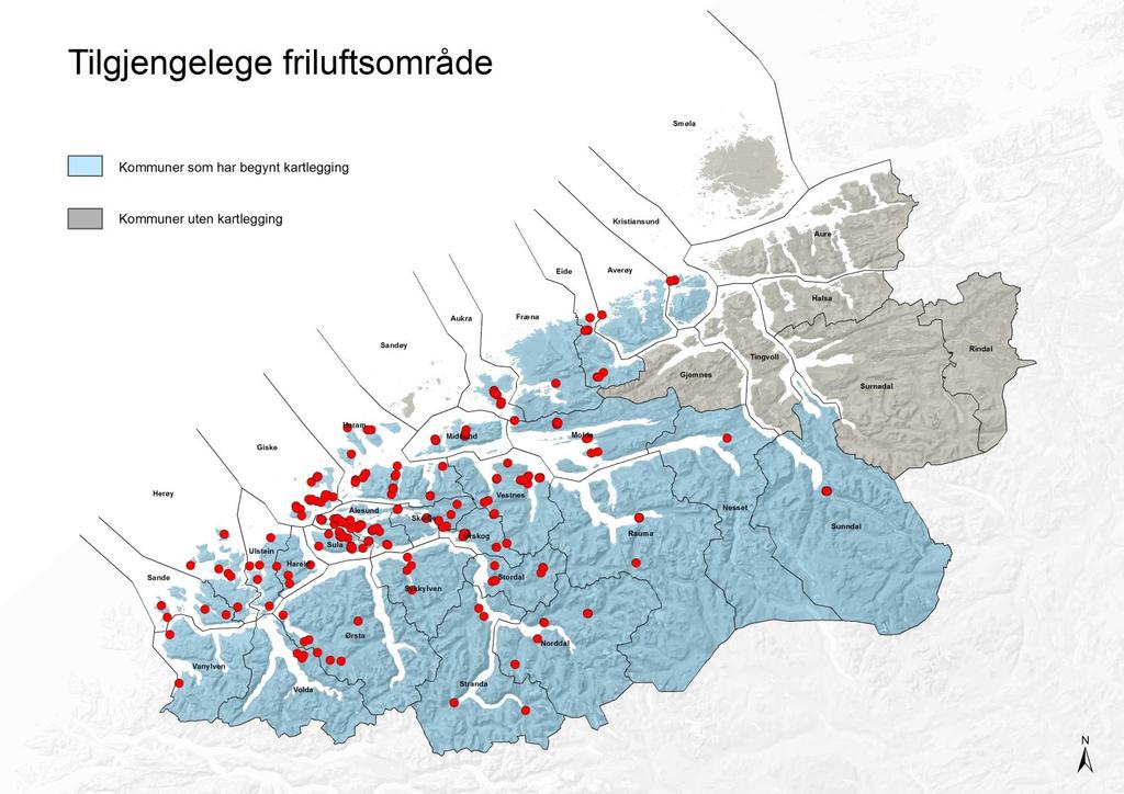 Folkehelse Kartlagde friluftsområde, statleg sikra friluftsområde og parkeringsplassar