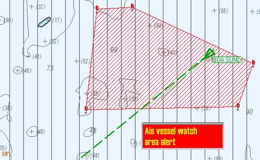 kursvektor krysser Danger linjen/området. Denne funksjonen har ingen brukerbetjening, da det er en innstilling som innstallatøren setter og som forblir slik til installatør på ny gjør en endring.