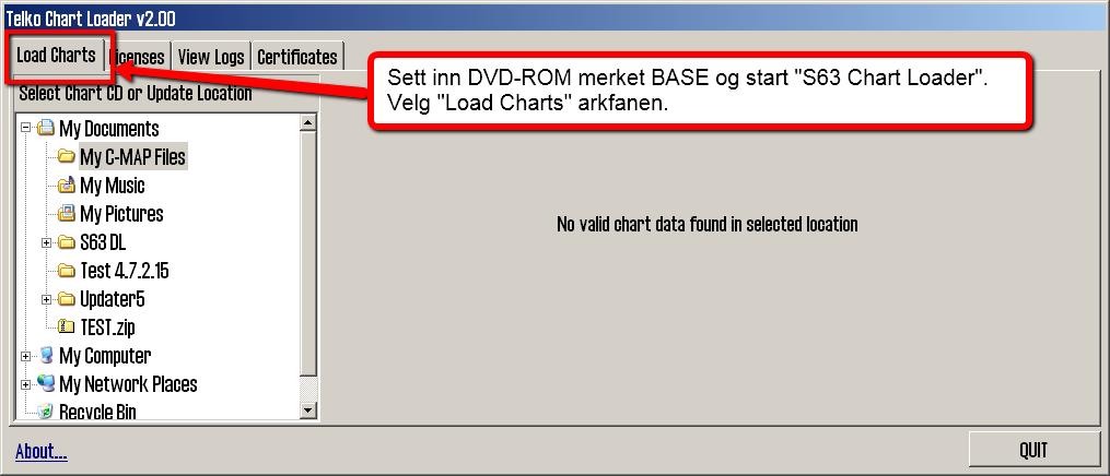 TECDIS Manual Page 115 6.9.4 Innlegging av S63 kart fra CD_ROM Krypterte kart leveres av kartleverandører på en eller flere CD ROM og/eller DVD ROM.