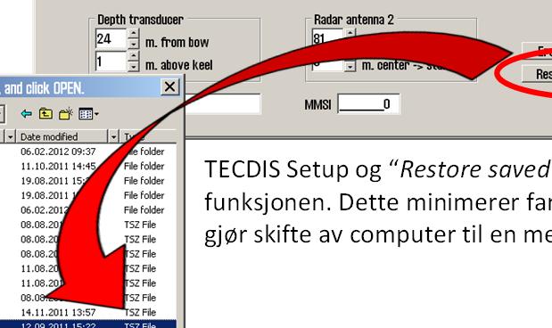 WP warning and alarm time feltet spesifiserer avstanden fra en WP før en alarm eller varsel genereres.