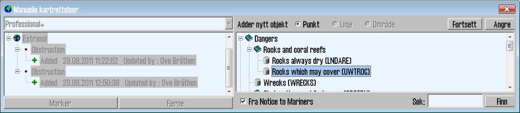 TECDIS Manual Page 27 Velg kartdatabase ( Database ), utgiver ( Opprinnelig produsent ) og navn på kartbladet (