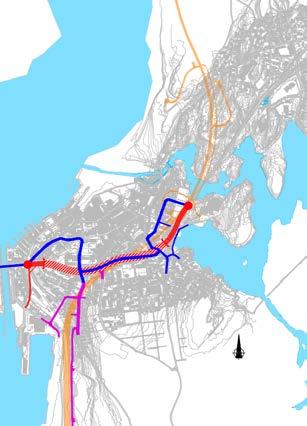 Det er gjort vurderinger av om vegsystemet, som er regulert i områdereguleringsplanen for jernbanen, kan benyttes som omkjøringsveg mellom Jeløya/fergen og Kransen i situasjoner hvor tunnelen er