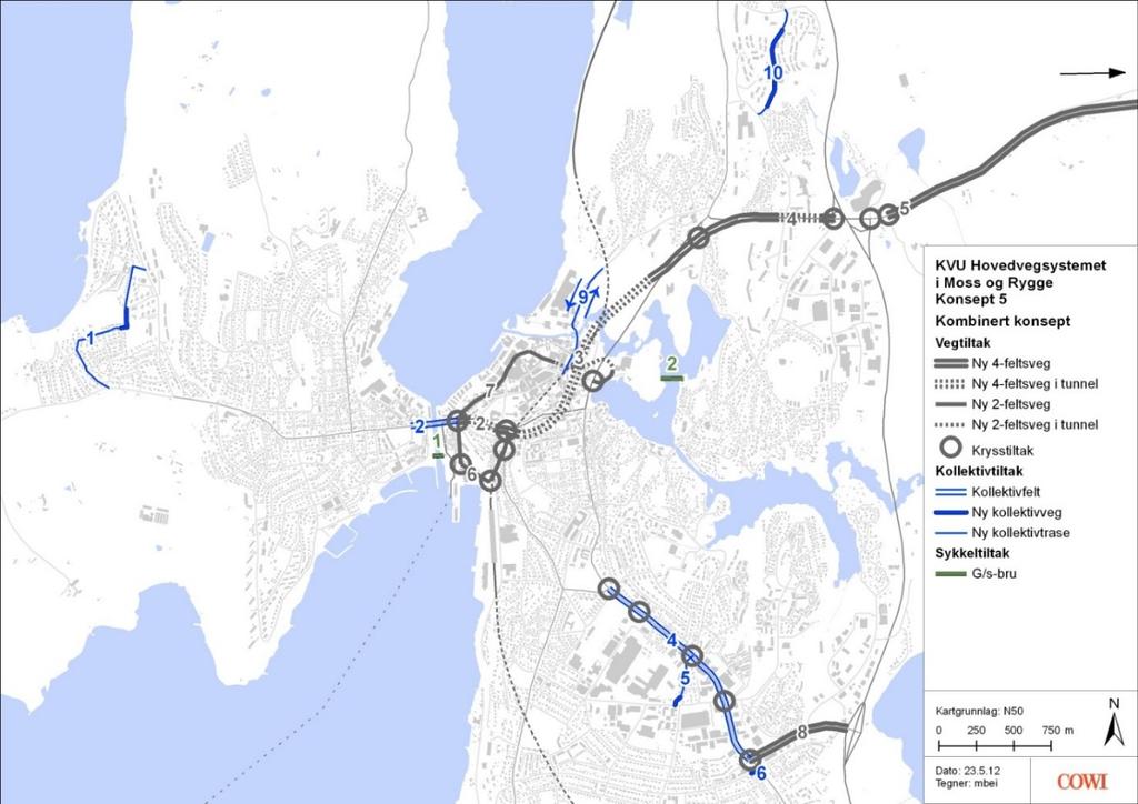 Konseptalternativene med tunneltrasé for rv.