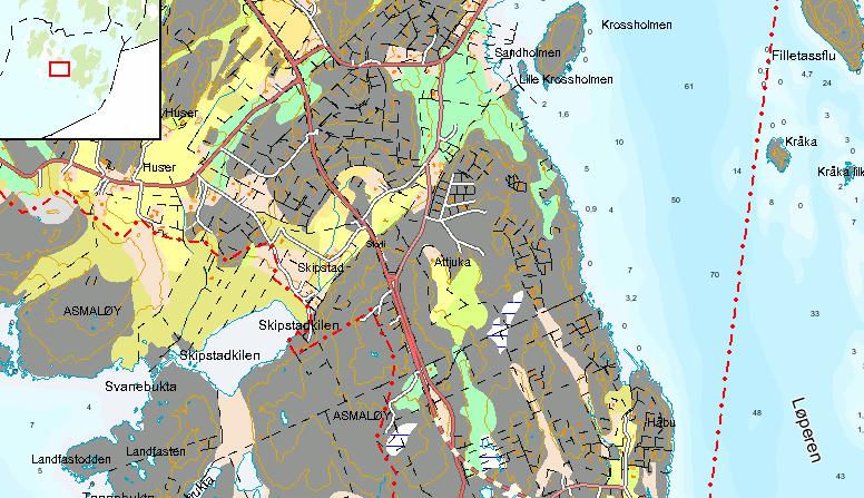 12 11 10 8 9 Figur 3-11: Kartet viser veien betegnet som nr 8-12 i denne utredningen. [Kartkilde: Fylkesmannen i Østfold Kartinnsyn] 3.2.8 Vei nr 8 Veien ligger på Asmaløy, retning mot Skipstadkilen.