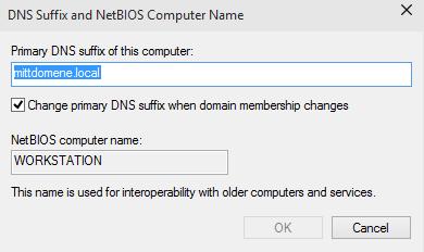 6105 Windows Server og datanett Labøving: DNS-tjener Oppgave a: Klientmaskinens primære DNS suffiks.