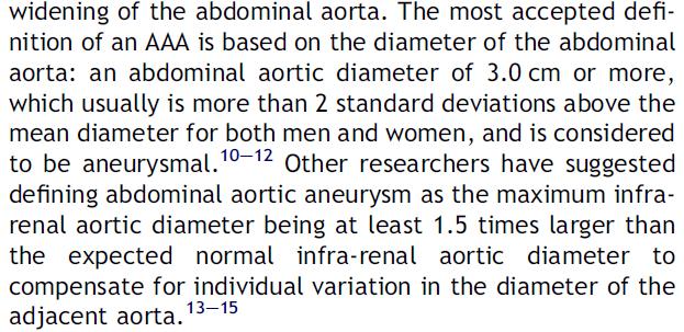 ESVS, AAA Guidelines (2011) Steinberg et al. (1966), McGregor et.