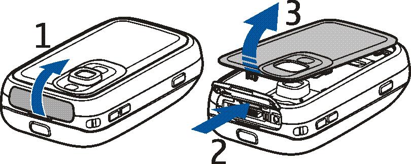 Sette inn batteriet Viktig: Bruk alltid originale Nokia-batterier. Se Retningslinjer for verifisering av Nokia-batterier s. 128.