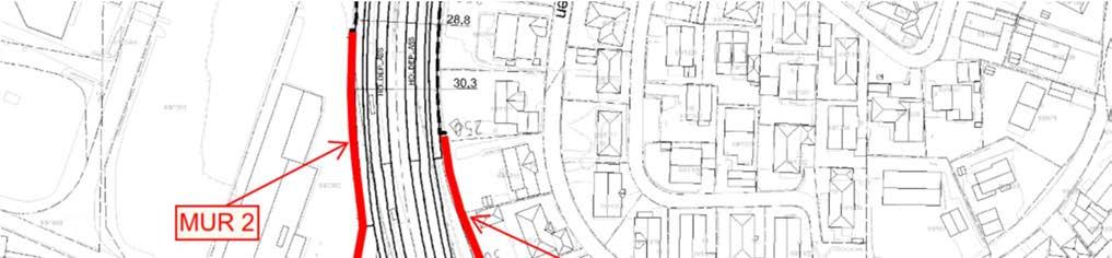 12 1.8 Støttemurer Det er nødvendig å bygge støttemur flere steder på delstrekning 1. 1. Østsiden av Forussletta og nordsiden av Stavanger fra pr 240 310 lav mur 1-1,5 m med støyskjerm høyde oppå/bakkant mur.