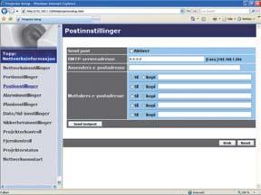 3. Webkontroll 3.5 Postinnstillinger Viser og kon gurerer e-post adresseinnstillinger.