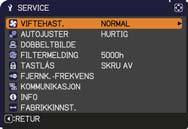 VALG-meny Punkt Beskrivelse Ved valg av dette punktet, vises SERVICE-menyen. Velg et punkt med / knappene og trykk knappen eller ENTER-knappen for å utføre punktets funksjon.