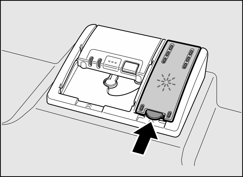 Slå av lyset for påfylling av salt/avkalking Dersom lyset for etterfylling av salt 5 forstyrrer (f. eks. ved bruk av kombinert vaskemiddel med saltkomponenter), kan denne slås av.