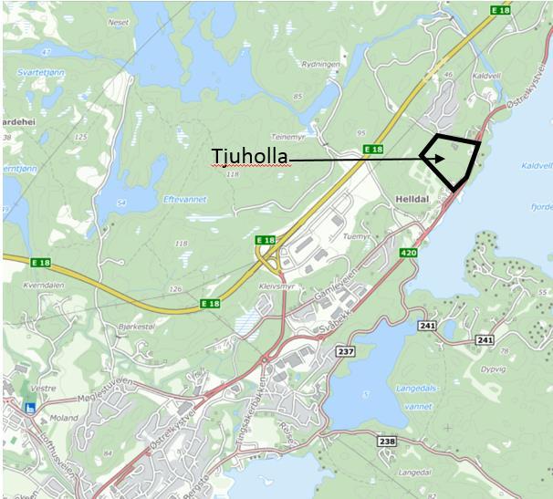 1 Innledning Eiendommen kalt Tjuholla var tidligere eid av Lillesand kommune, og i forbindelse med utarbeidelsen av detaljert reguleringsplan for Tjuholla boligområde i 2012, ble det laget en