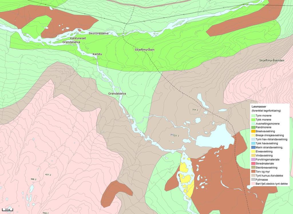 Side 17 Landskap og terrenginngrep Grøndalselva er relativt lite synlig i et større landskapsrom på utbyggingstrekningen.