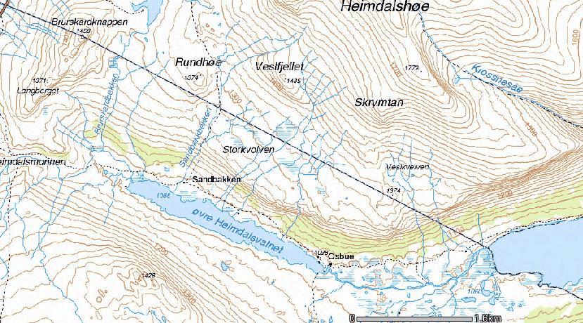 2. Områdebeskrivelse 2. OMRÅDEBESKRIVELSE 2.1. Beliggenhet og morfometri Øvre Heimdalsvatn ligger 1088 m.o.h. i Øystre Slidre kommune sørøst i Jotunheimen (61 25 32 N, 8 52 10 Ø) i Oppland (figur 2.