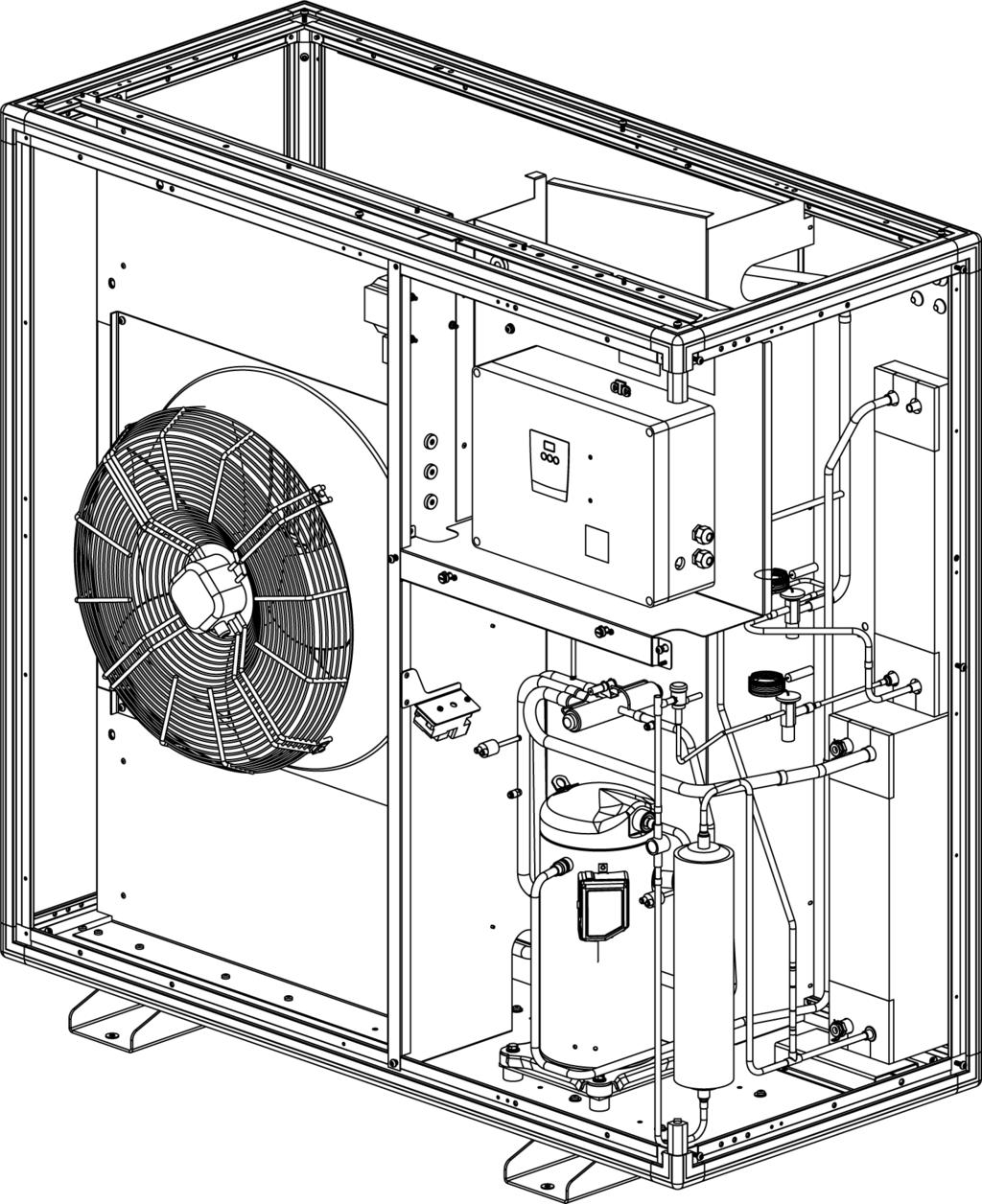 KOMPONENTPLASSERING 12 4 14 6 7 3 5 5 11 10 8 2 1 9 13 1. Kompressor 9. Pressostat høytrykk 2. 4 - veisventil 10. Avrimingsur 3. Varmeveksler 1 11. Tørkefilter / akkumulator 4.