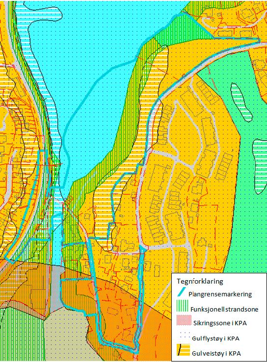 Fig. 6 Hensynssoner i KPA. Fig.7 Hetlevikhølen i Naturbasen Området er berørt av flere hensynsoner. Både gul flystøysone og trafikkstøysone, funksjonell strandsone og sikringssone rundt Håkonsvern.