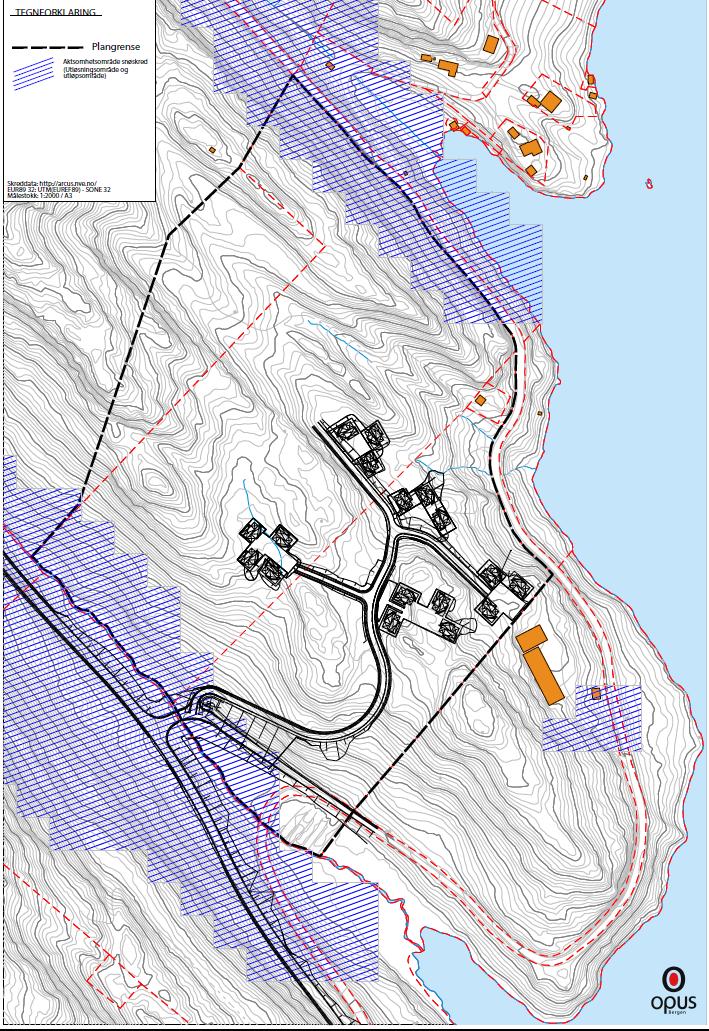 AKTSEMDSOMRÅDE SNØSKRED MED PLANLAGD BUSTADER