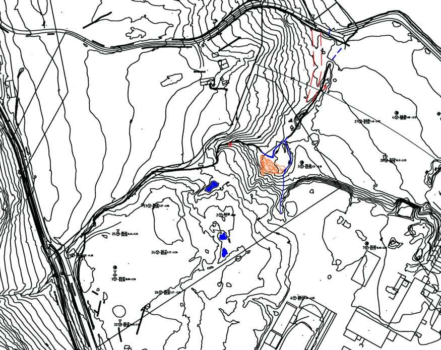 Rehabilitering av utfyllingsområdet ved Bogstadvannet og i bekken ved Strømstad 5 INNFYLL Forsvarstomten ved Fossum med foreslått vernesone Strømstad Tegneforklaring X