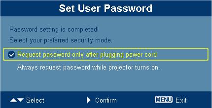21 User password (Brukerpassord) Trykk på for å legge inn eller endre "User Password" (Brukerpassord).
