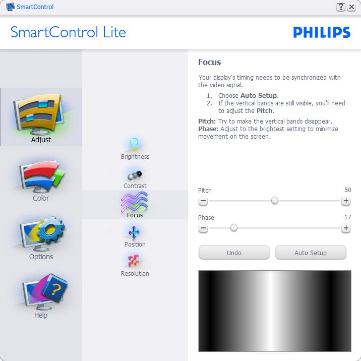 3. Bildeoptimering Start med Standard-rute: Adjust menu (Justeringsmeny): Med Adjust menu (Justeringsmeny) kan du justere Brightness (lysstyrke), Contrast (kontrast),