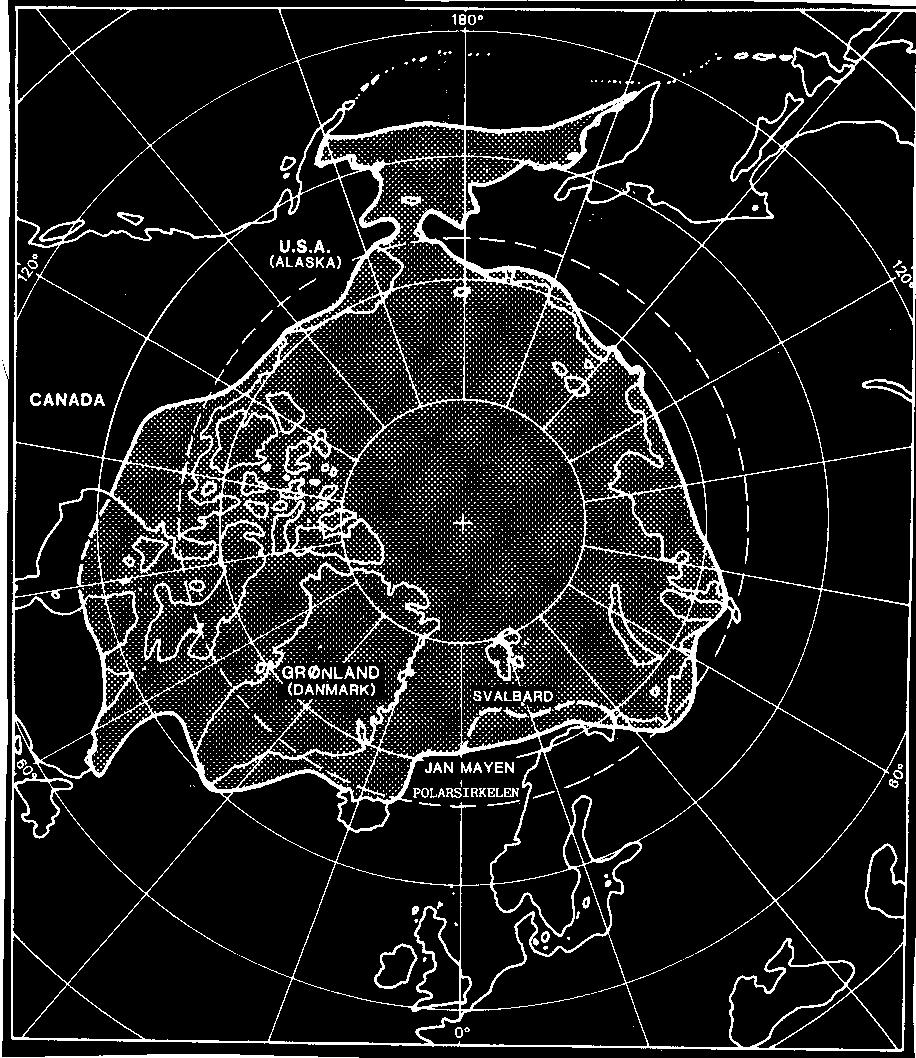 7 Definisjon av polarforskning. Det skyggelagte området angir avgrensning av Arktis slik det er definert i strategien.