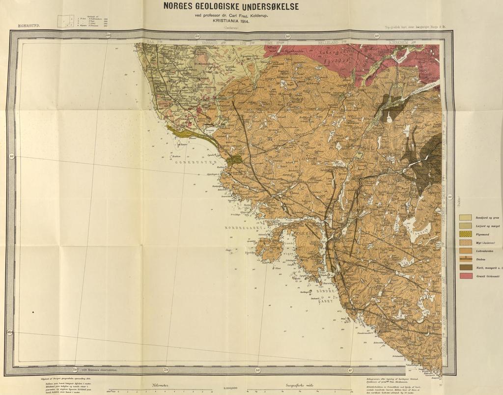 NORGES GEOLOGISKE UNDERSØKELSE EGERSUND. Onrriacdt af: i 1. Prlxnt RGuZbrandson. Igge. 1 2 D.Vogt 1888. I 3. 1 lund. 1392 é. KajiXøin, D. Tønnesen, 1893. ved professor dr. Carl Fred. Kolderup.